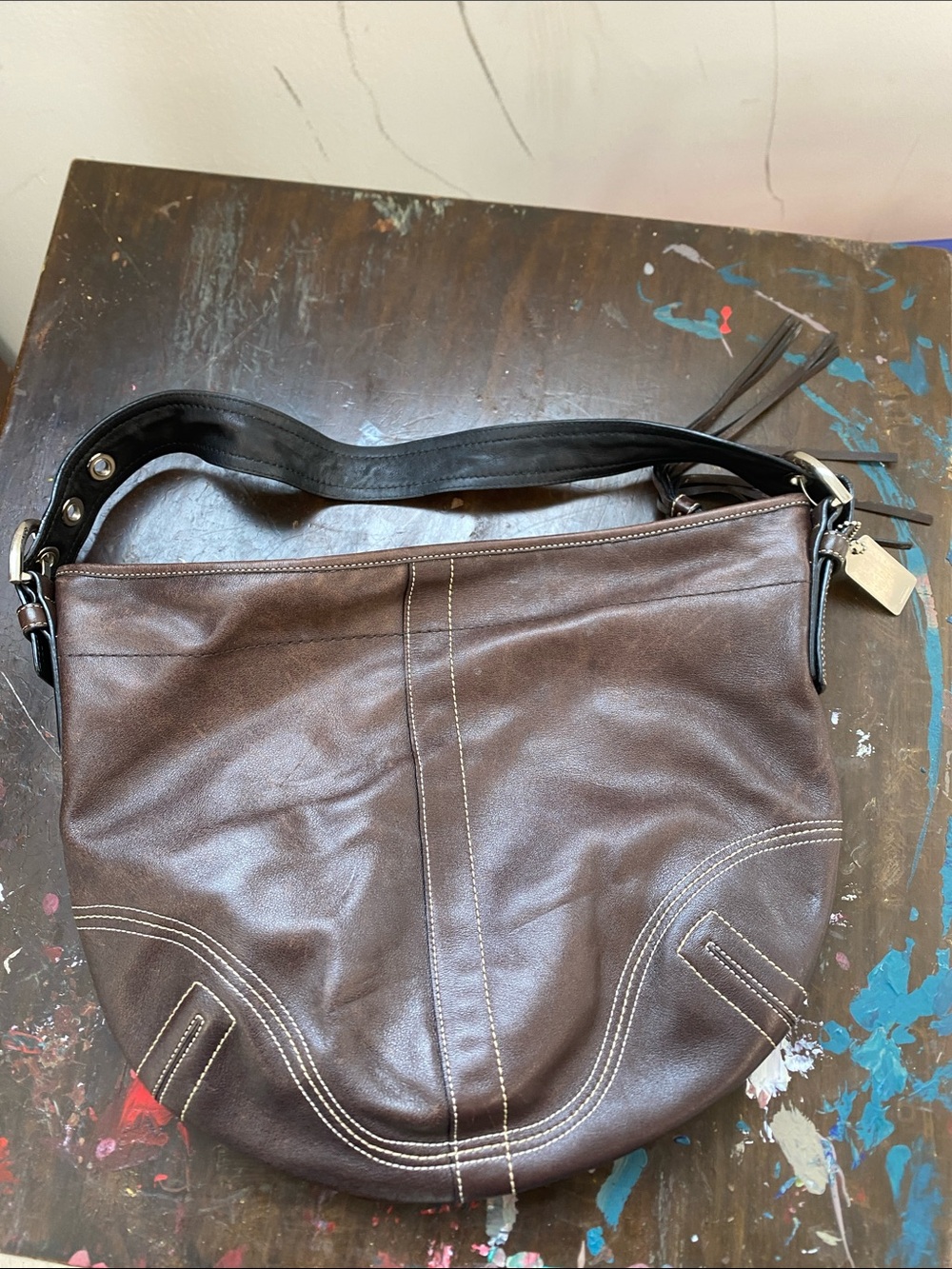 Coach Y2K Soho Hobo Slouchy Shoulder Bag w/ Belt Strap, Chocolate Brown Leather